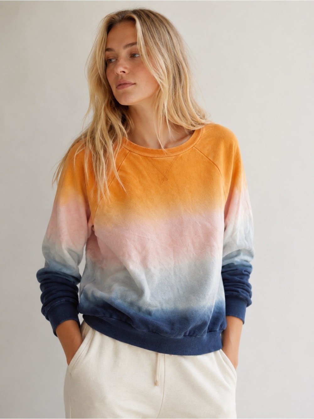 Marine Layer Sunset Dip Dye Terry Sweatshirt Size S